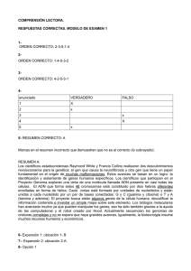 COMPRENSIÓN LECTORA. RESPUESTAS CORRECTAS