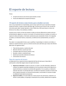 Reporte de Lectura: Técnicas y Elaboración