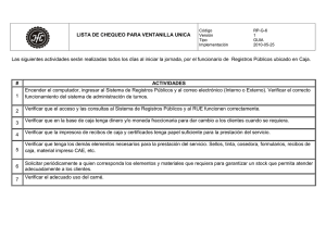 LISTA DE CHEQUEO PARA VENTANILLA UNICA Las siguientes