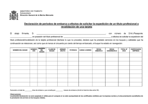 Formulario Declaración Embarco - Marina Mercante
