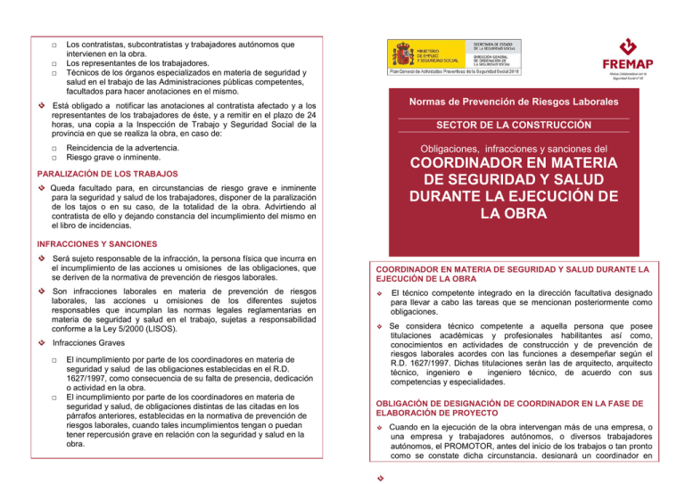 Obligaciones Infracciones Y Sanciones Del Coordinador En Materia