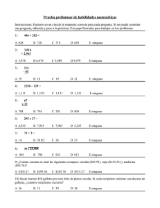 Prueba preliminar de habilidades matemáticas