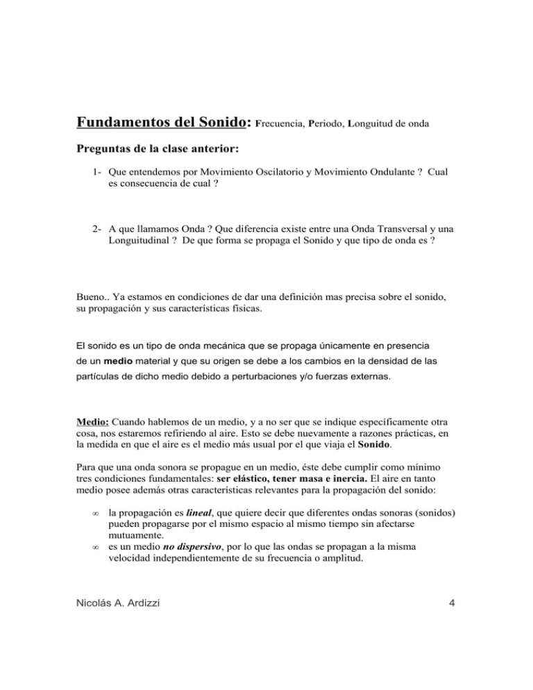 Fundamentos Del Sonido Frecuencia Periodo Longuitud