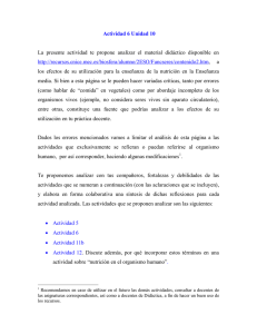 Actividad 6 Unidad 10 La presente actividad te propone analizar el