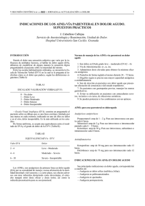 INDICACIONES DE LOS AINEs VÍA PARENTERAL EN DOLOR