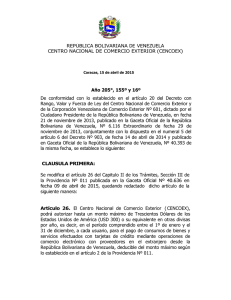 Comunicado de CENCOEX modificando el ART. 26