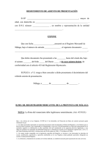 Solicitud de renuncia vigencia asiento presentación