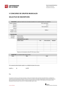 V CONCURSO DE GRUPOS MUSICALES SOLICITUD DE
