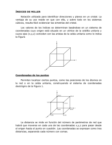 ÍNDICES DE MILLER Notación utilizada para identificar direcciones