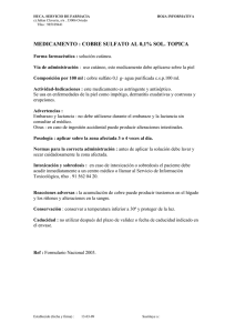 MEDICAMENTO : COBRE SULFATO AL 0,1% SOL. TOPICA