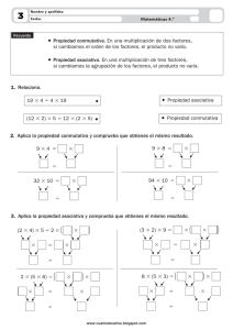 Propiedad conmutativa. En una multiplicación de dos factores, si