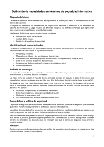 Definición de necesidades en términos de seguridad informática