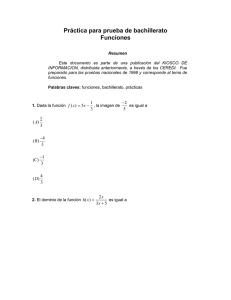 Práctica para prueba de bachillerato Funciones