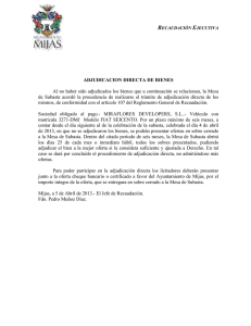 ADJUDICACION DIRECTA DE BIENES Al no haber sido