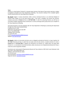 Texas: Noventis, Inc. dba PreCash (“PreCash”) is licensed under the