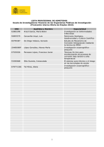 LISTA PROVISIONAL DE ADMITIDOS Escala de Investigadores