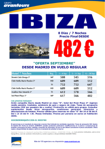 “oferta septiembre” desde madrid en vuelo regular