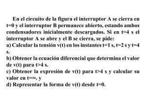 En el circuito de la figura el interruptor A se cierra en t=0 y el
