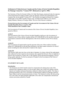 Settlement of Claim between Canada and the Union of Soviet