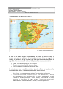 Relieve Español: Mapa Litológico - Geografía 2º Bachillerato