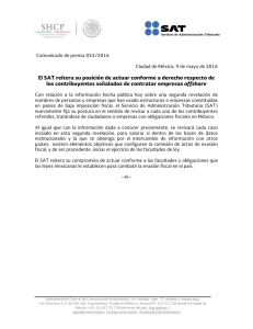 El SAT reitera su posición de actuar conforme a derecho respecto