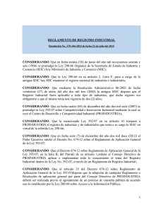 REGLAMENTO DE REGISTRO INDUSTRIAL