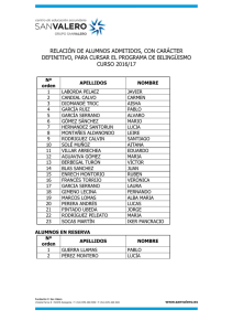 Alumnos Admitidos Bilingüismo 2016/17
