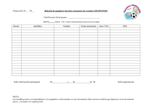 Temporada 20__ / 20__ Relación de jugadores inscritos encuentros