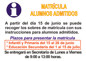 A partir del día 15 de junio se puede recoger los sobres de matrícula