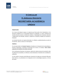 II Circular X Jornada Docente SECRETARÍA ACADÉMICA UNDAV