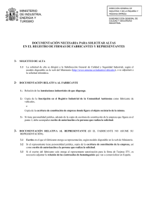 ministerio de industria, energia y turismo documentación necesaria