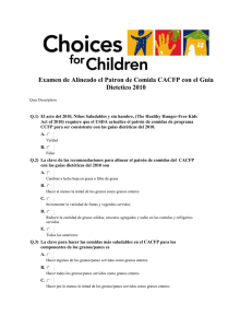Examen de Alineado el Patron de Comida CACFP con el Guia