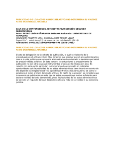 PUBLICIDAD DE LOS ACTOS ADMINISTRATIVOS NO DETERMINA