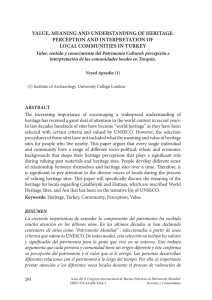 value, meaning and understanding of heritage: perception and