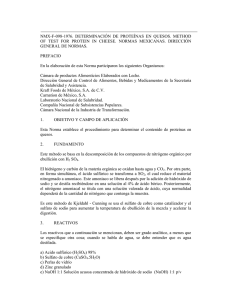 NMX-F-098-1976: Determinación de Proteínas en Quesos