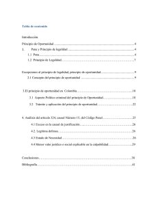 Tabla de contenido Introducción. Principio de Oportunidad