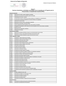Anexo F. Sectores Industriales y actividades susceptibles de ser
