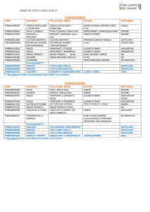 LIBROS DE TEXTO CURSO 2016/17 1º BACHILLERATO ISBN