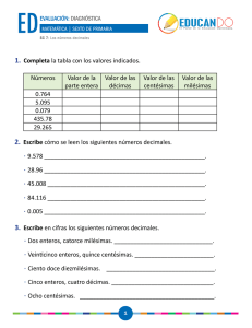 Números Decimales: Ejercicios para 6to Grado