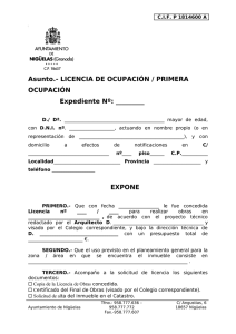 Asunto.- LICENCIA DE OCUPACIÓN / PRIMERA OCUPACIÓN