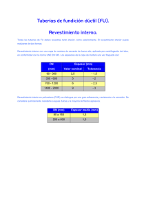 Tuberías de fundición dúctil (FU). Revestimiento interno.