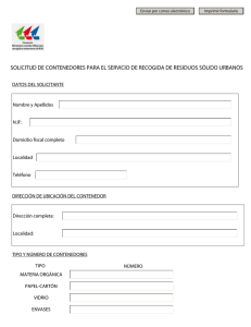 solicitud de contenedores para el servicio de recogida de residuos