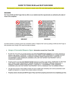 GUIDE TO TEXAS 30.06 and 30.07 GUN SIGNS
