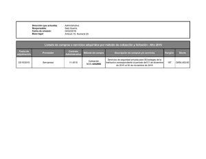 Listado de compras o servicios adquiridos por método de cotización