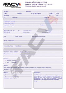 Certificado médico 2016. Automovilismo y Karting