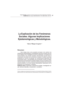 Explicación Fenómenos Sociales: Epistemología y Metodología