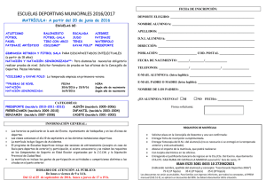 ESCUELAS DEPORTIVAS MUNICIPALES 2016/2017