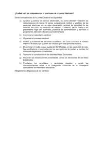 ¿Cuáles son las competencias o funciones de la Junta Electoral