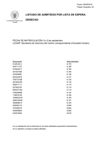 LISTADO DE ADMITIDOS POR LISTA DE ESPERA DERECHO