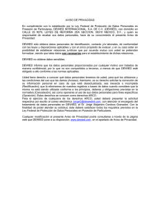 AVISO DE PRIVACIDAD En cumplimiento con lo establecido por la